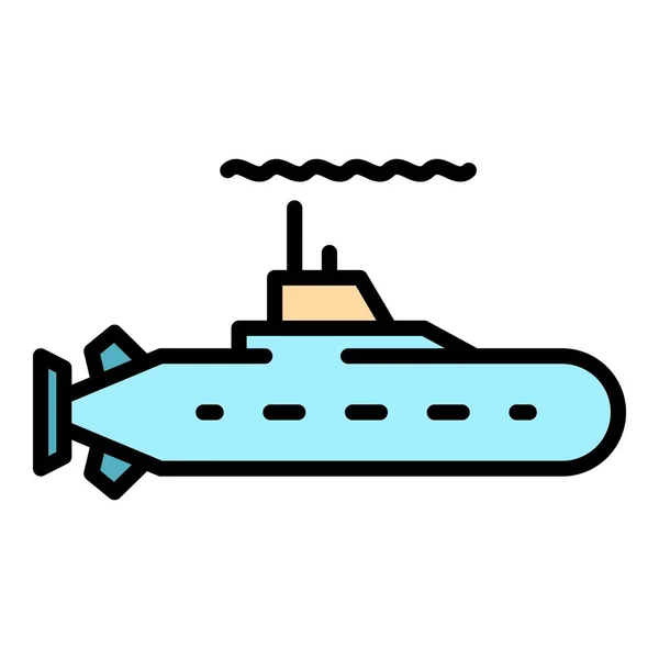 Ícone submarino da Marinha vetor de contorno de cor — Vetor de Stock