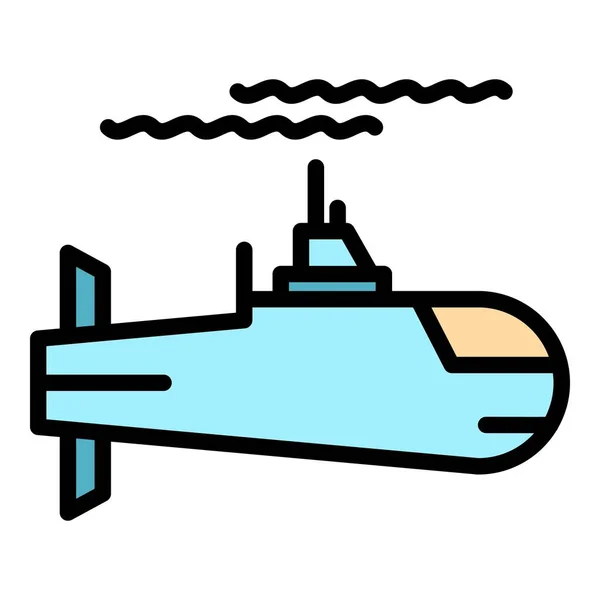 Submarino icono de carga color contorno vector — Vector de stock