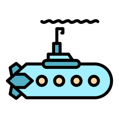 Çelik denizaltı simgesi renk ana hatları vektörü