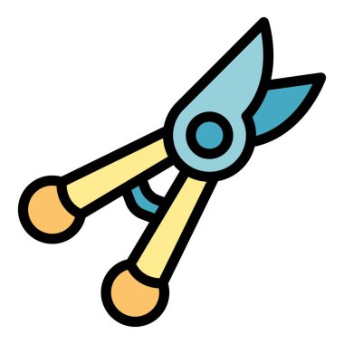 Bush secateurs simge renk ana hatları vektörü