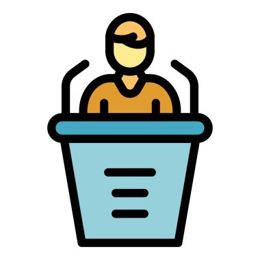 Kampanya konuşmacı simgesi renk ana hatları vektörü