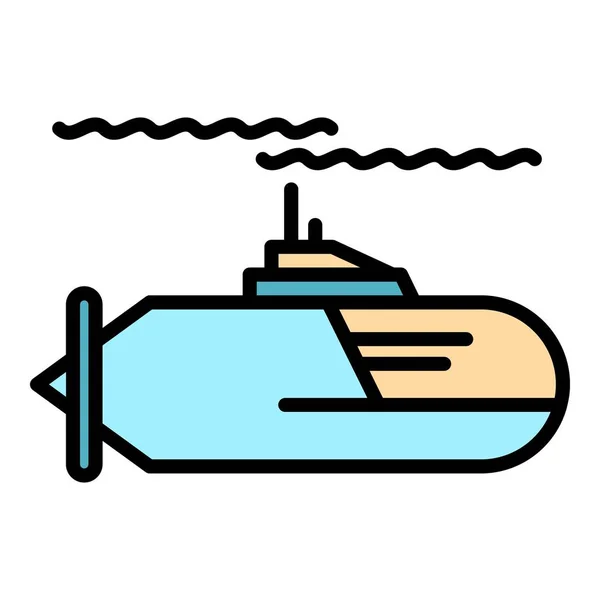 Reise-U-Boot-Symbol Farbe Umrissvektor — Stockvektor