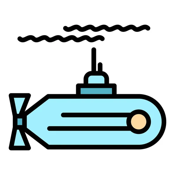 Submarino náutico icono color contorno vector — Vector de stock