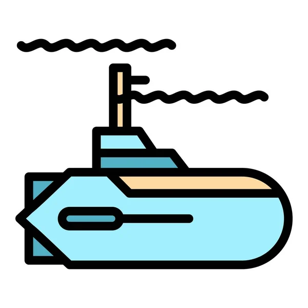Difesa sottomarino icona colore contorno vettore — Vettoriale Stock