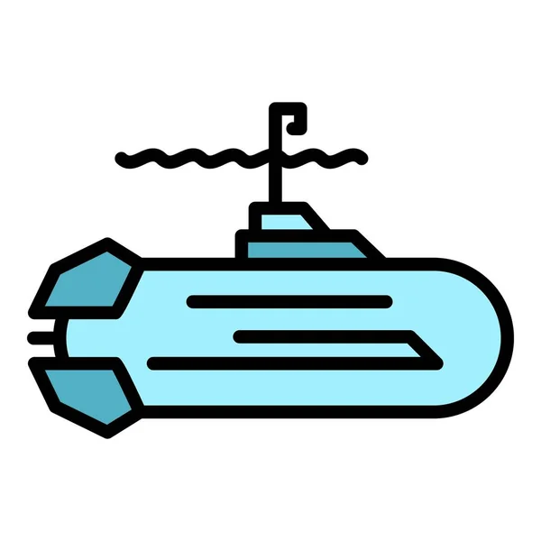 Ícone do navio submarino vetor de contorno de cor —  Vetores de Stock