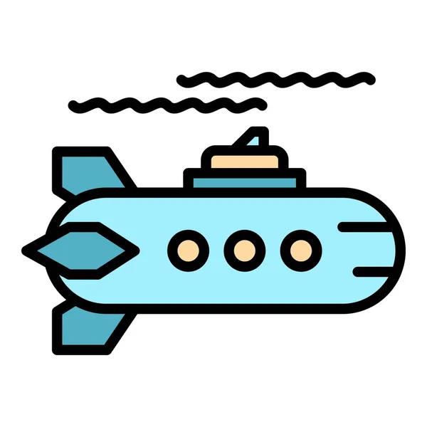 武器潜水艦アイコンカラーアウトラインベクトル — ストックベクタ