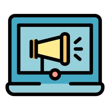 Çevrimiçi kampanya simgesi renk ana hatları vektörü