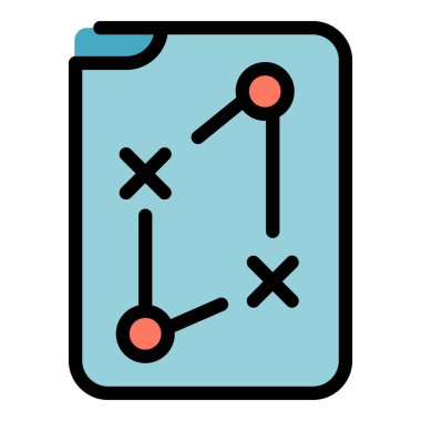 Kampanya haritası simgesi renk ana hatları vektörü