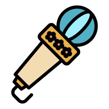 Demokrasi mikrofon simgesi renk ana hatları vektörü