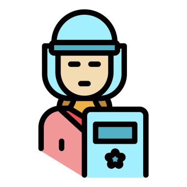 Polis Protestan simgesi renk ana hatları vektörü