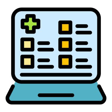 Çevrimiçi hasta formu renk ana hatları vektörü