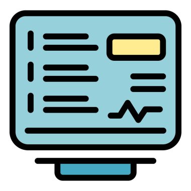 Çevrimiçi teşhis simgesi renk ana hatları vektörü