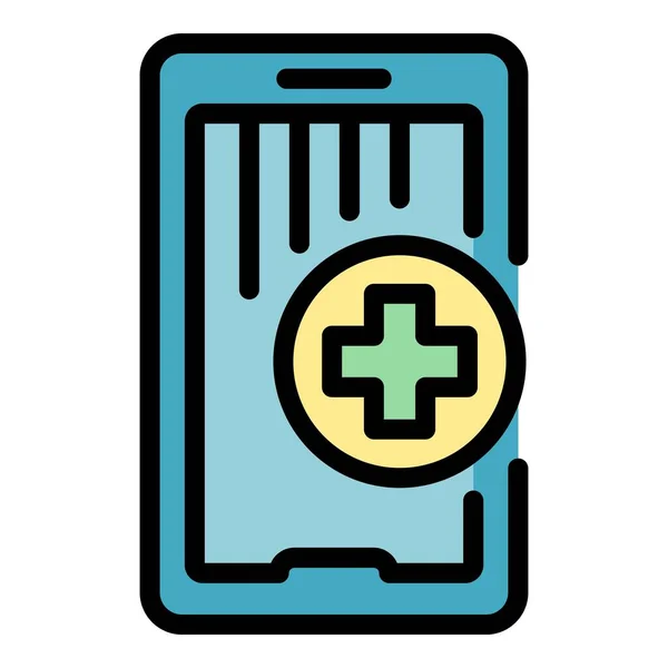 Icono de servicio médico en línea color contorno vector — Vector de stock