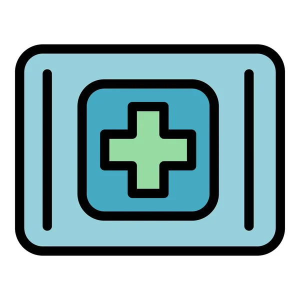 Icono de datos médicos en línea color contorno vector — Vector de stock