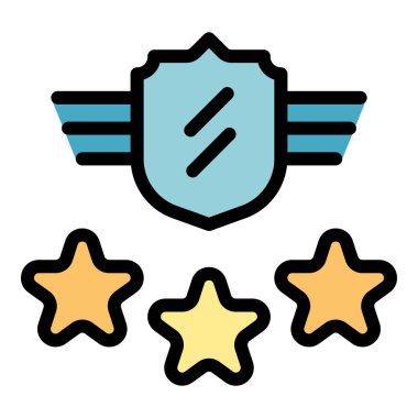 Vip güvenlik simgesi renk ana hatları vektörü