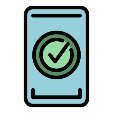 Güvenli telefon simgesi renk ana hatları vektörü