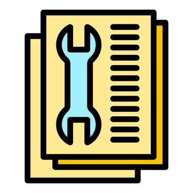 Teknik destek simgesi renk ana hatları vektörü