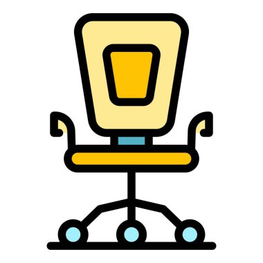 Ofis koltuğu simgesi renk ana hatları vektörü