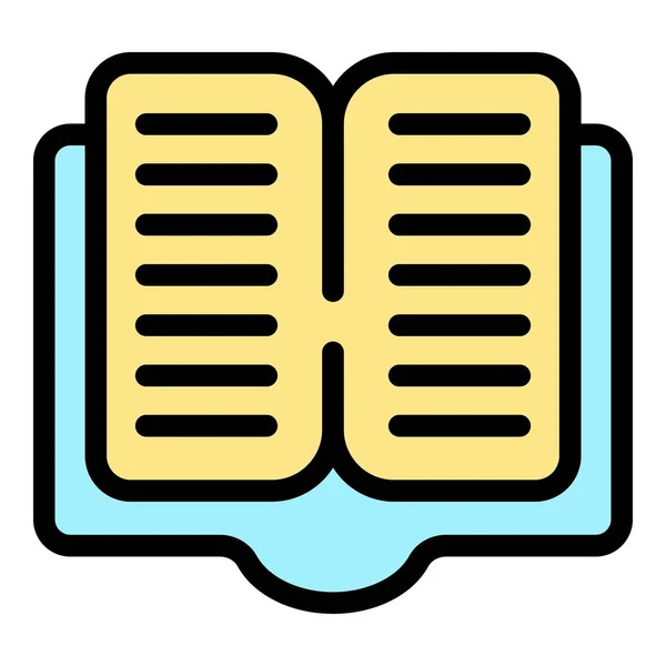 Abrir el icono del libro de texto vector contorno de color — Vector de stock