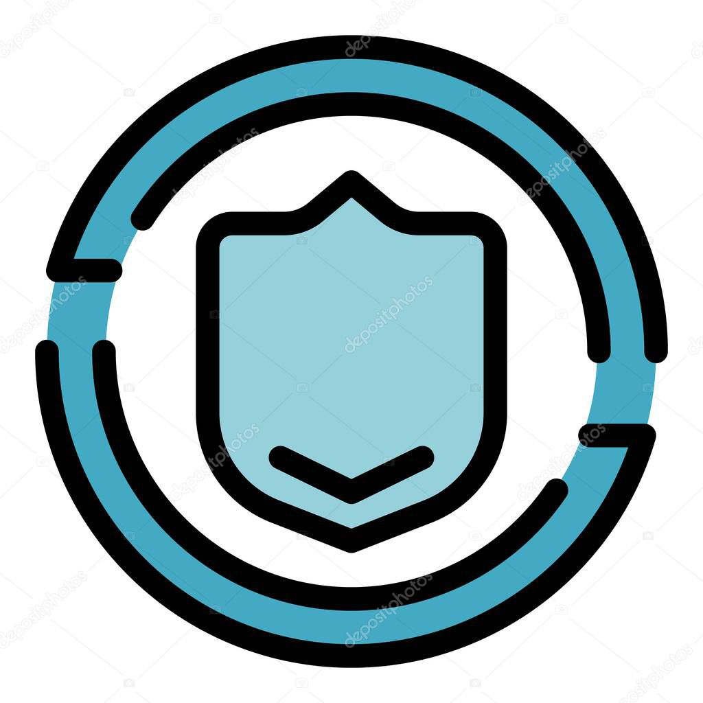 Shield protection icon color outline vector