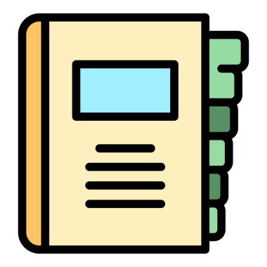 Kişi kitabı simgesi renk ana hatları vektörü