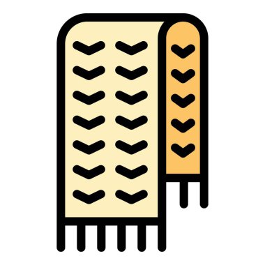 Örgü eşarp simgesi renk ana hatları vektörü