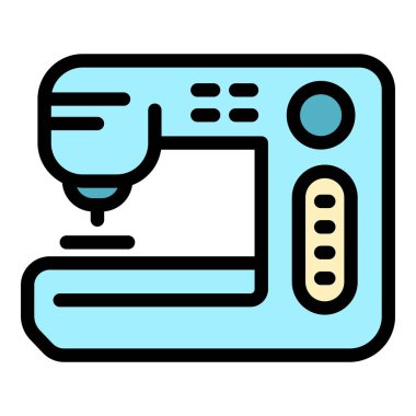 Dikiş makinesi simgesi rengi dış hat vektörü