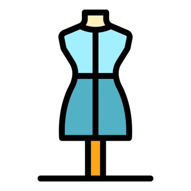 Örgü manequin simgesi renk ana hatları vektörü