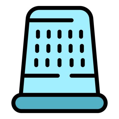 Örgü parmak koruma simgesi renk ana hatları vektörü