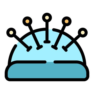 İğne yastık simgesi renk ana hatları vektörü