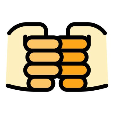 El hareketi boks simgesi renk ana hatları vektörü