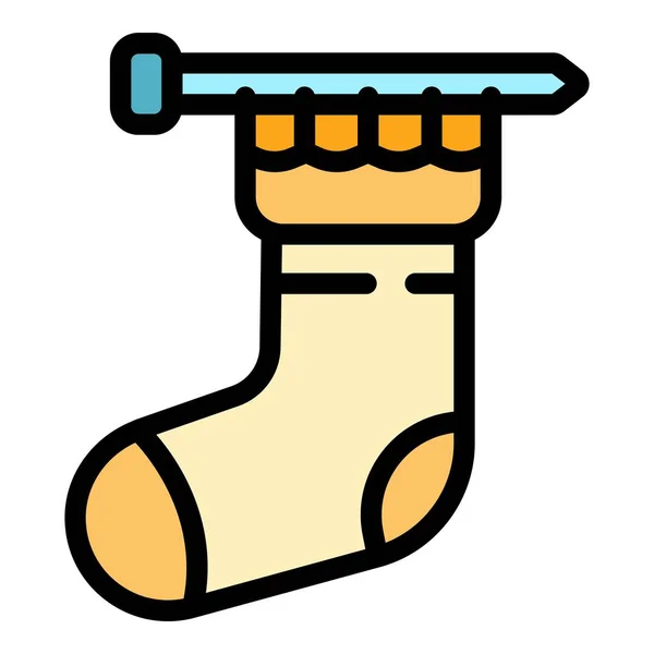 Örgü çorap simgesi renk ana hatları vektörü — Stok Vektör