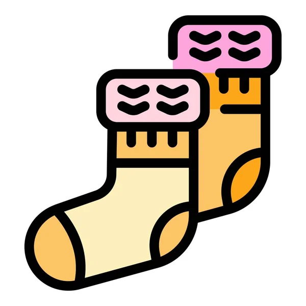 Sticka nya sockor ikon färg kontur vektor — Stock vektor