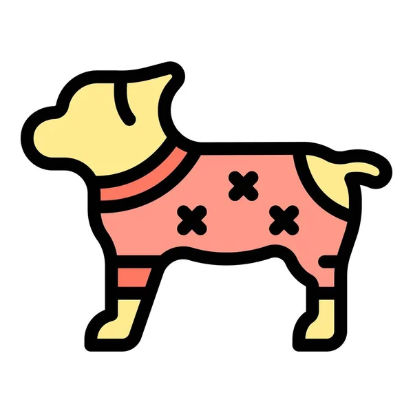 布犬のアイコンカラーアウトラインベクトル — ストックベクタ