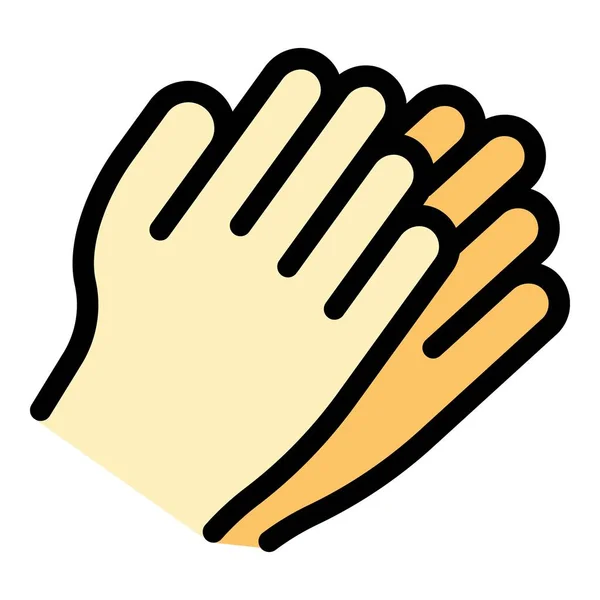 Handgeste Aplause Symbol Farbe Umrissvektor — Stockvektor