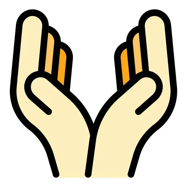 Χειρονομία χέρι ειρήνη παλάμη εικονίδιο περίγραμμα διάνυσμα χρώμα — Διανυσματικό Αρχείο