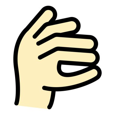 El hareketi komik simge renk ana hatları vektörü