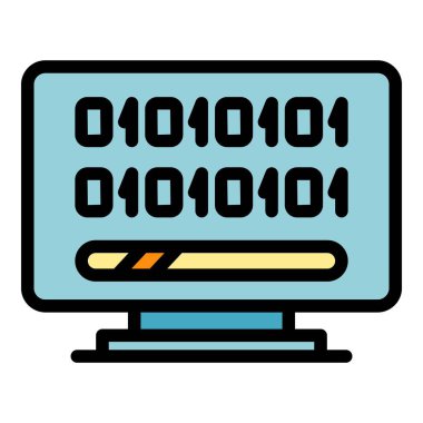 Pc kod arayüzü simge rengi dış hat vektörü