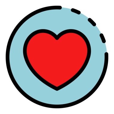 Arayüz simgesi gibi kalp rengi dış hat vektörü