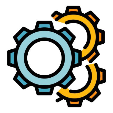 Vites tekerleği arayüzü simgesi renk ana hatları vektörü