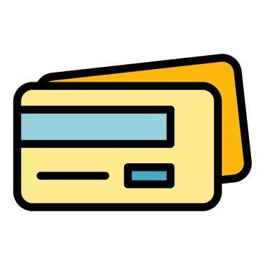 Kredi kartı arayüzü simgesi renk ana hatları vektörü