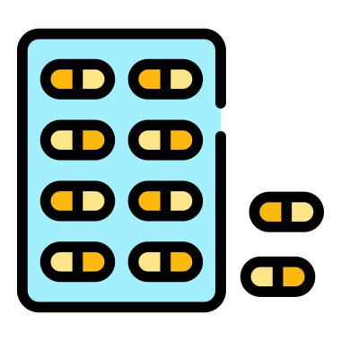 Optometri hapları simge renk ana hatları vektörü
