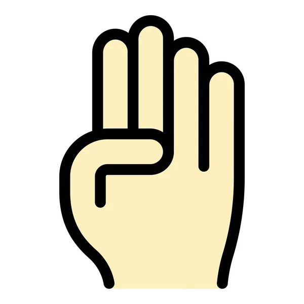 Mão ícone gesto cor contorno vetor —  Vetores de Stock
