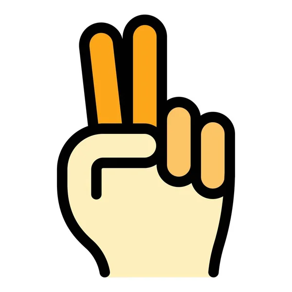 Ręka gest dwie minuty ikona kolor zarys wektor — Wektor stockowy