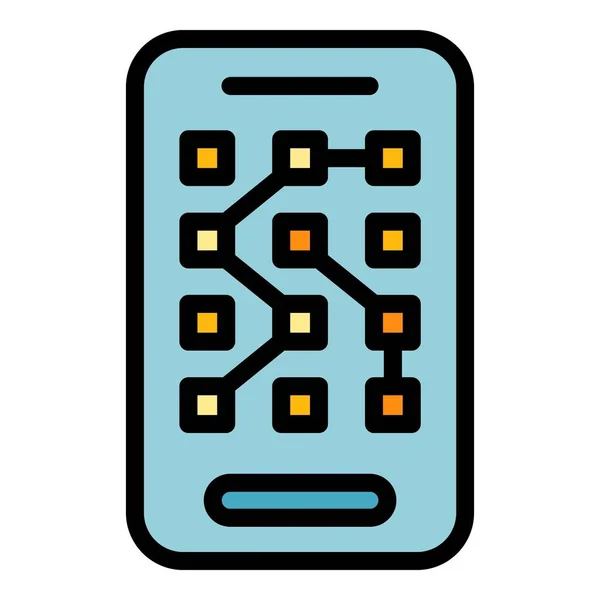 Icon der digitalen Telefonschnittstelle Farbumrissvektor — Stockvektor