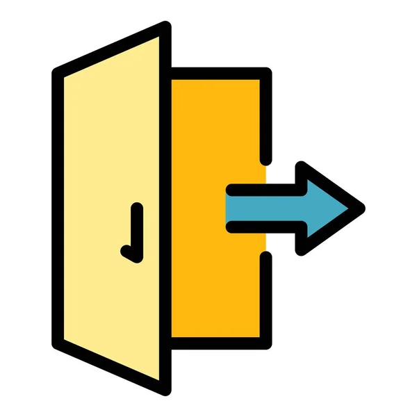 Utgång dörr gränssnitt ikon färg kontur vektor — Stock vektor