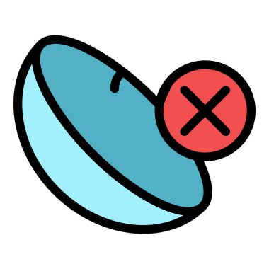 Reddedilmiş göz merceği simgesi renk ana hatları vektörü