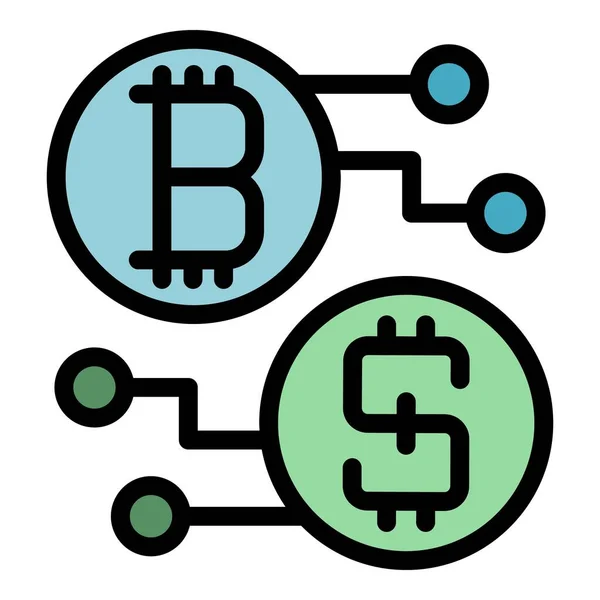 Blockchain esquema icono color contorno vector — Vector de stock