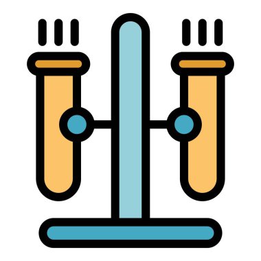 Test tübü stand simgesi renk ana hatları vektörü