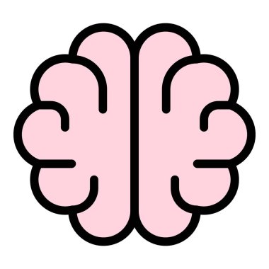 Bilim adamı beyin simgesi renk ana hatları vektörü